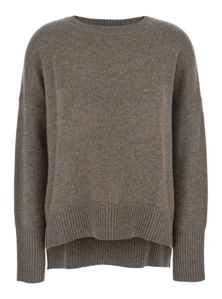 Pulover Sweater 'Mila' with Ribbed Finishes in Gray Cashmere Woman