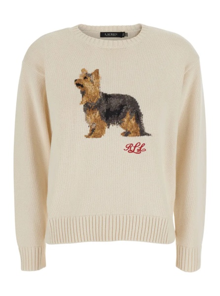 Pulover Sweater with Round Neck and Long Sleeves in Fine Knit White Woman