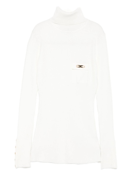Pulover tricotat Elisabetta Franchi alb