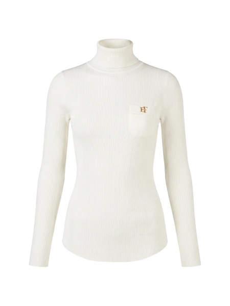 Pulover tricotat Elisabetta Franchi alb