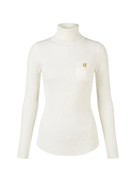 Pulover tricotat Elisabetta Franchi alb