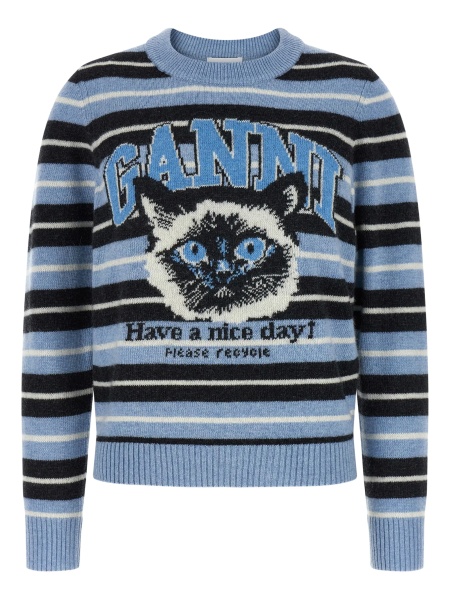 Pulover tricotat Ganni albastru