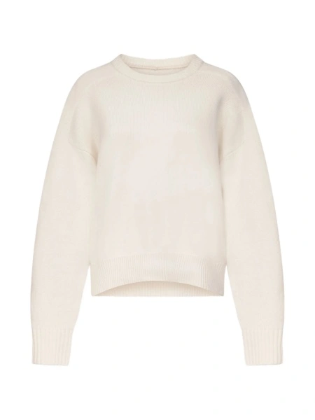Pulover tricotat LOULOU DE SAISON alb din casmir si lana