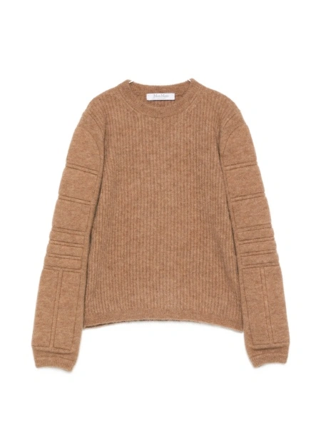 Pulover tricotat Max Mara neutru din lana si poliamida