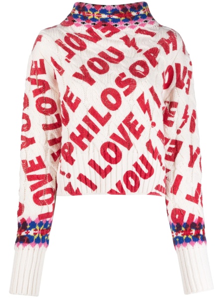 Pulover tricotat Philosophy alb