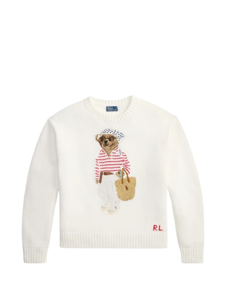 Pulover tricotat Ralph Lauren POLO BEAR alb