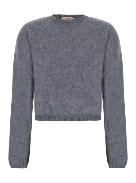 Pulover TWINSET gri din lana si casmir