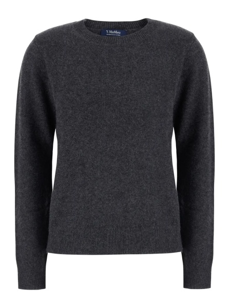 Pulover 'VOLIERA' grey round-neck sweater with ribbed details in wool Women
