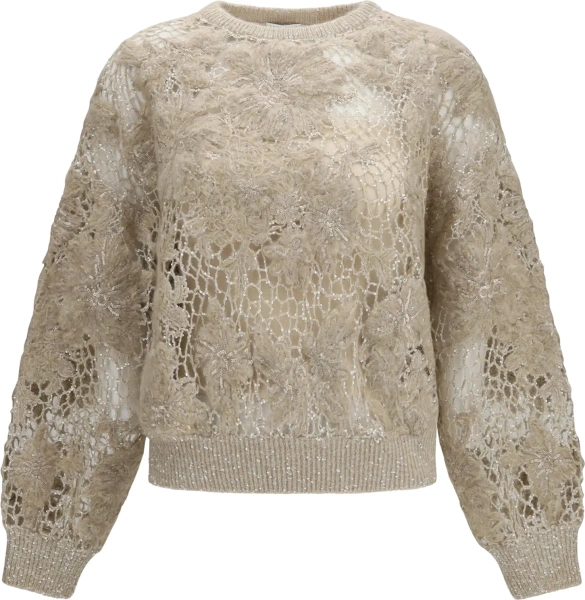 Pulovere Whispering Bloom Embroidery Sparkling mohair and wool Sweatshirt