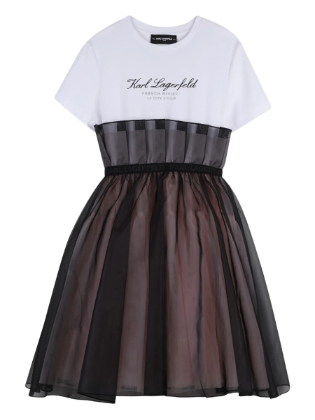 Rochie casual Karl Lagerfeld alba din bumbac si material textil