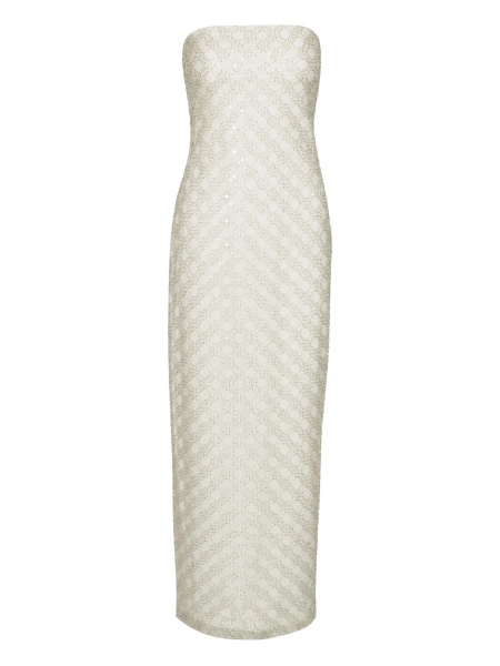 Rochie de seara ROTATE Birger Christensen alba din poliester reciclat