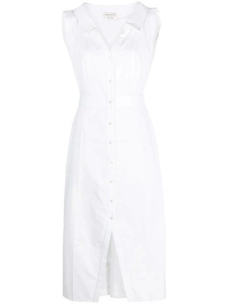 Rochie de zi Alexander McQueen alba din bumbac