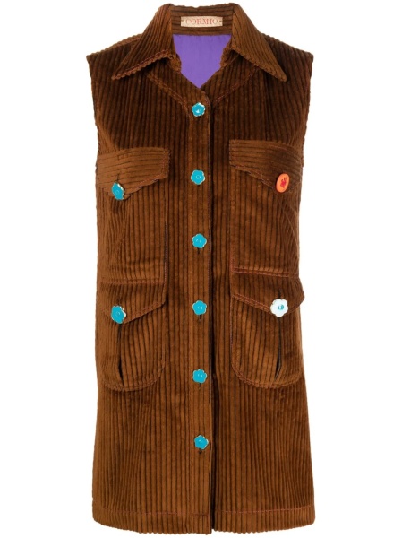 Rochie de zi CORMIO maro din bumbac si lana