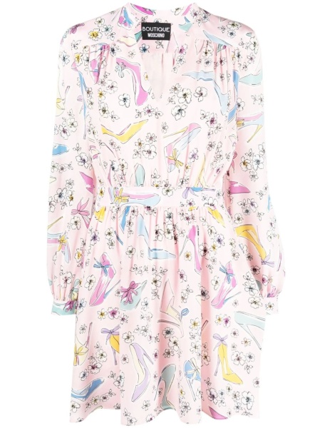 Rochie de zi LOVE Moschino roz din matase