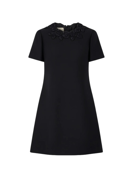 Rochie de zi Valentino Garavani neagra din lana si matase