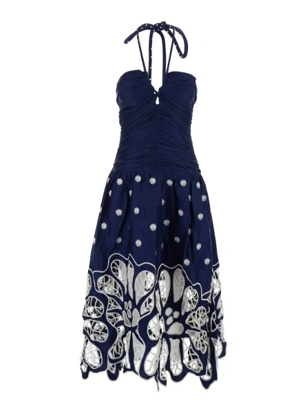 Rochie lunga FARM RIO albastra din bumbac