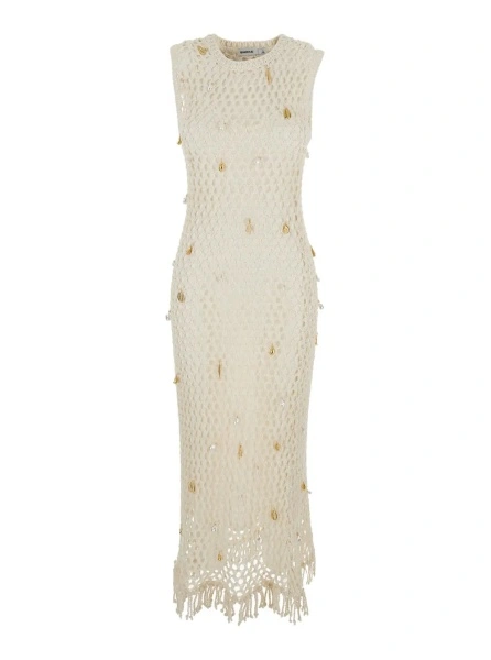 Rochie lunga SIMKHAI alba din bumbac si nylon