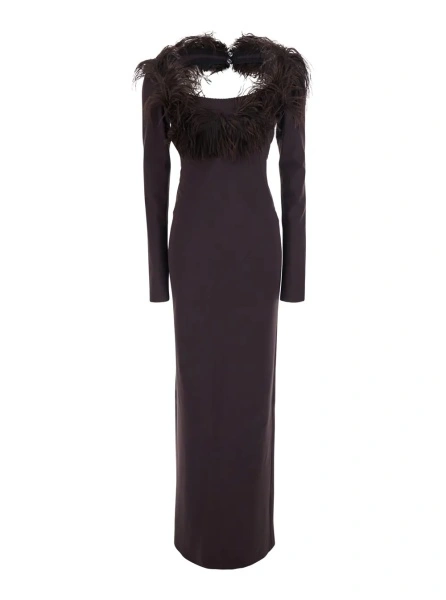 Rochie lunga THE ATTICO maro din bumbac