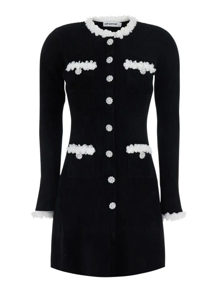 Rochie Self-Portrait neagra din vascoza