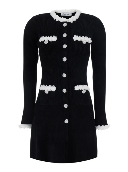 Rochii Black Mini dress with floral decorations in Blend viscose women