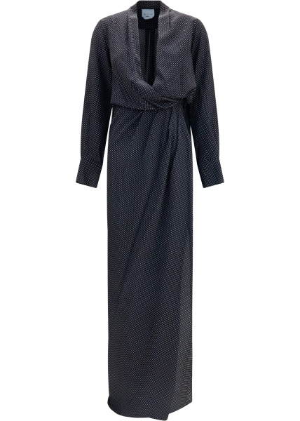 Rochii Cross-over maxi Dress with micro polka dots