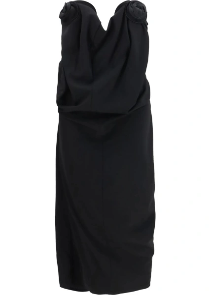 Rochii Draped Dress with sculptural floral details