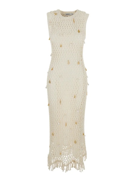 Rochii Dress Midi 'CORALIA KNIT CHARMED' White with Cotton and Nylon Mesh Details for Women