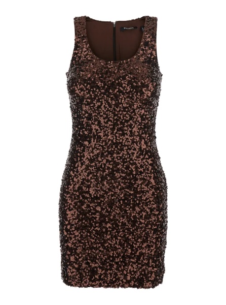 Rochii Dress with U-Neck and All-Over Applied Sequins in Brown for Women
