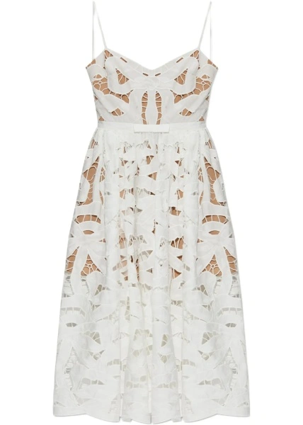 Rochii Embroidered Midi Dress With Bow