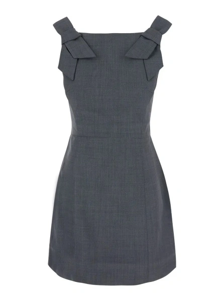 Rochii Grey dress with bow straps in wool blend for women