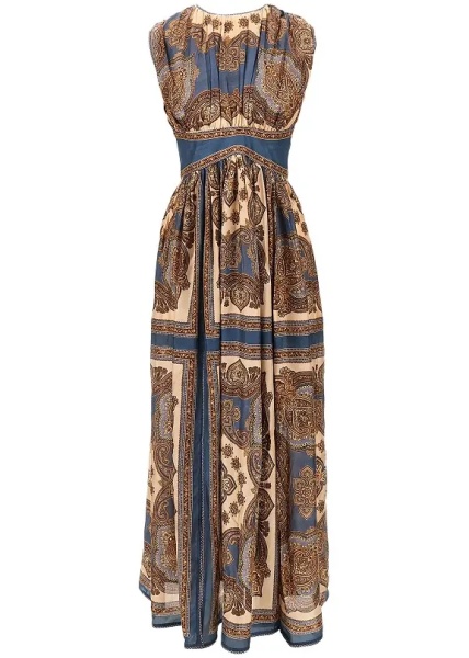 Rochii 'Mahon' Paisley silk long dress
