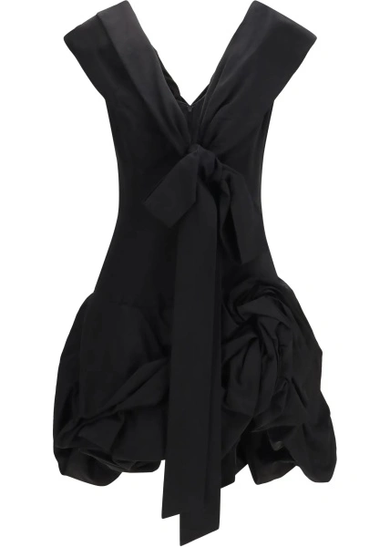 Rochii Midi Dress with draped shawl collar