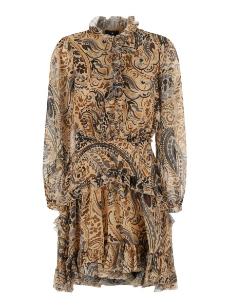 Rochii Multicolor Mini dress with ruffle details and all-over print in Tech Fabric for women