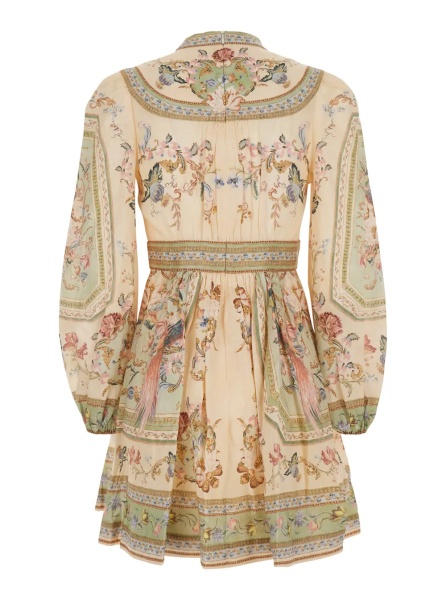 Rochii 'Roselight' Multicolor Dress with Balloon Sleeves and All-Over Floral Motif in Linen for Women