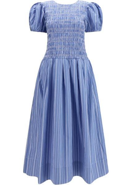 Rochii Striped cotton Dress with puff sleeves