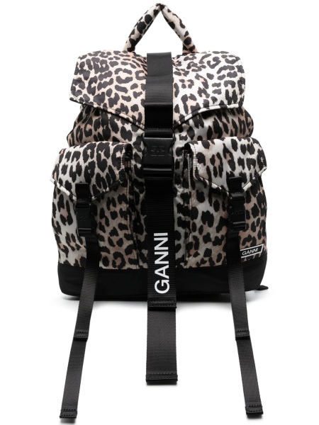 Rucsac Ganni maro din polyester
