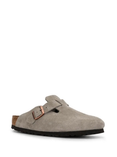 Saboti Mule 'Boston' with Gancini Buckle and Round Toe in Suede Gray Unisex