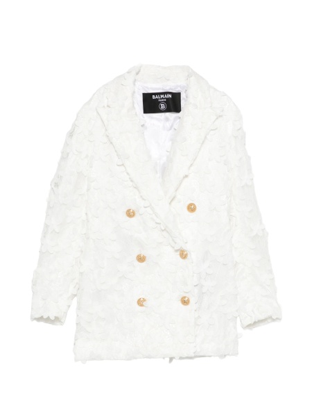Sacou Balmain alb din elastan si poliamida