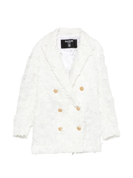 Sacou Balmain alb din elastan si poliamida