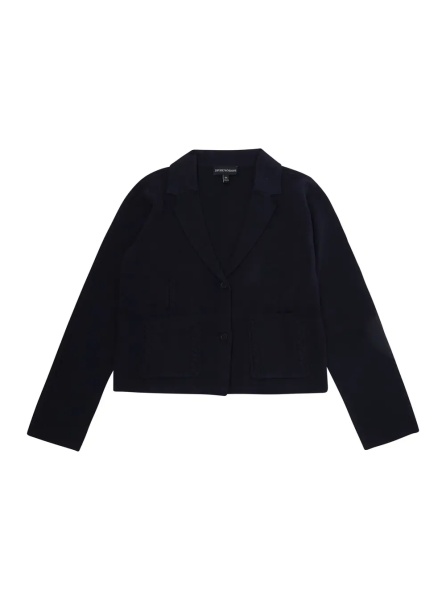 Sacou blue single-breasted Jacket with ribbed details in blend wool Girl