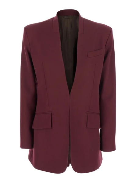 Sacou Bordeaux Jacket with Deep Neckline and Straps in Wool Woman