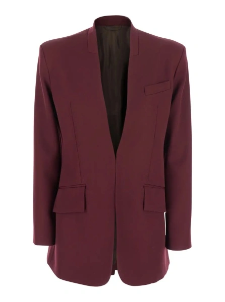Sacou Bordeaux Jacket with Deep Neckline and Straps in Wool Woman
