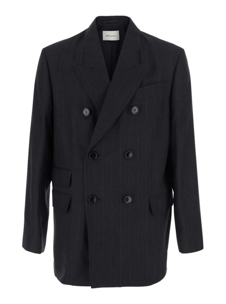 Sacou DOUBLE BREASTED BOXY FIT BLAZER with double-breasted and tailoring details in polyester Gray Men