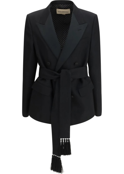 Sacou Double-breasted virgin wool Blazer with belt
