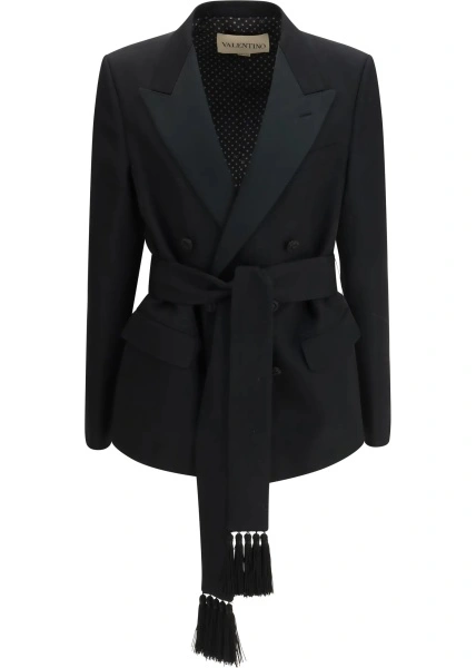 Sacou Double-breasted virgin wool Blazer with belt