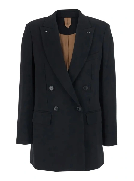 Sacou MXMOSSO Jacket with collar and long sleeves in Tech Fabric black women