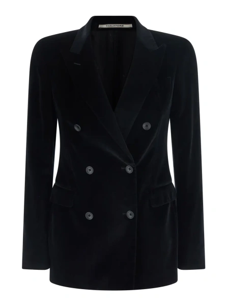 Sacou PARIS VELVET Jacket with collar and long sleeves in black velvet for men