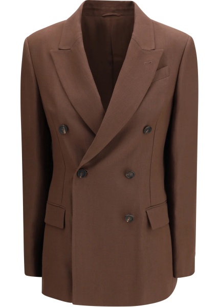 Sacou Peak Lapels Double-Breasted Blazer