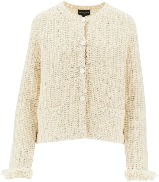 Sacou Raffia effect crochet knit jacket