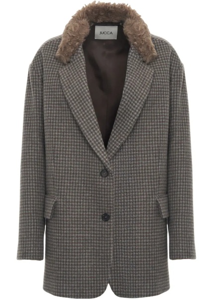 Sacou Single-breasted blazer with fur collar